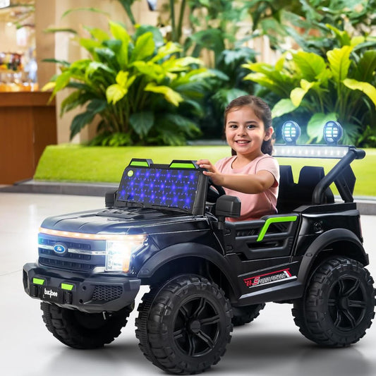 Trekster Battery Operated Jeep for Kids | Baby Big Battery Car with Steering Function, LED Light & Music | Ride on Toy Kids Car with USB